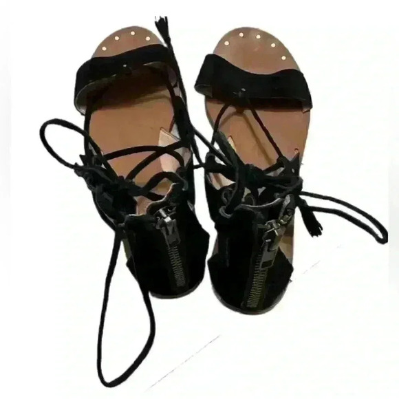 Madewell Women’s Sandals Size 7 Bridget Black Lace Up Gladiator Sandals - Picture 4 of 7